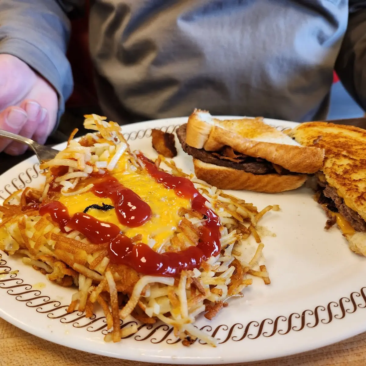 Texas Patty Melt with Hash Browns