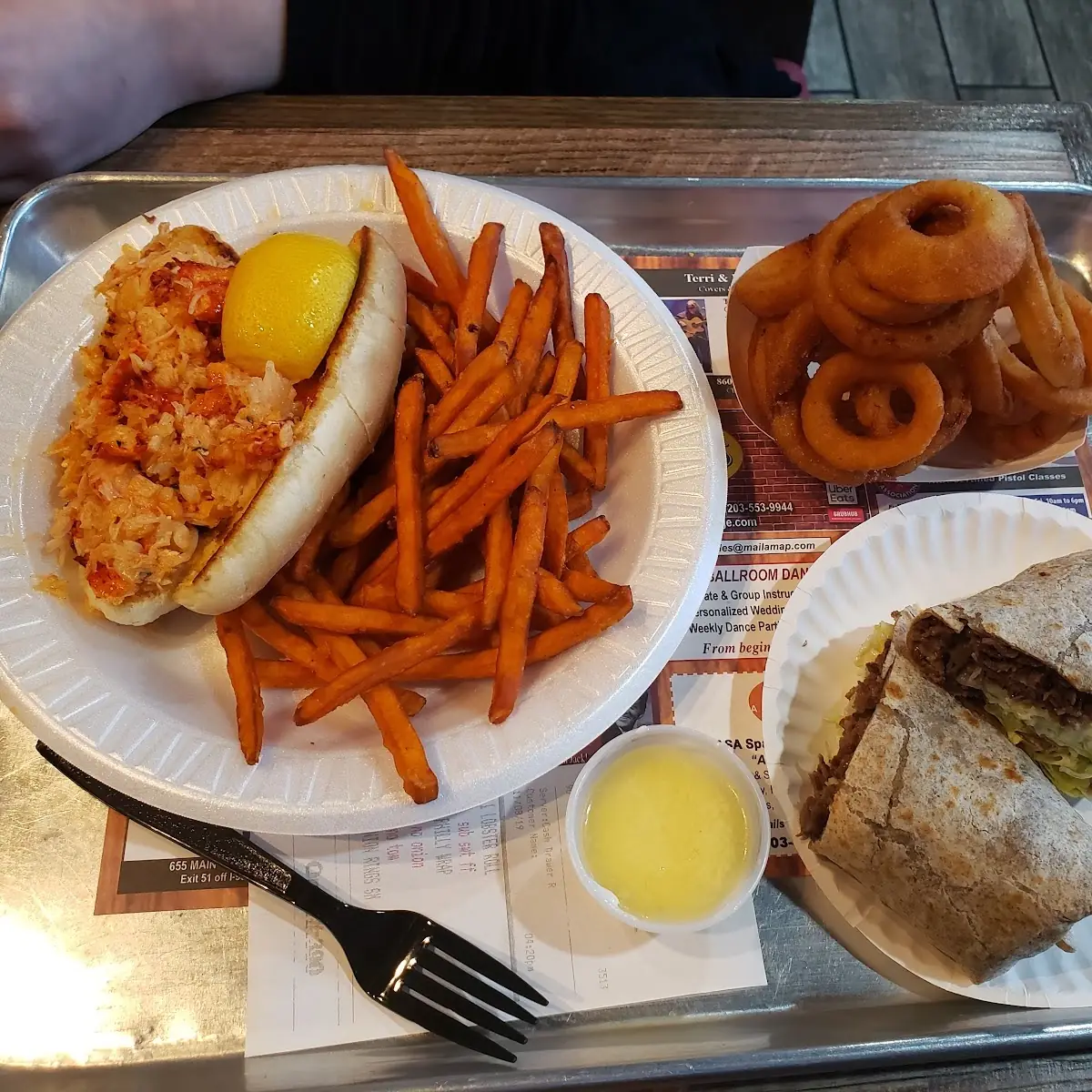 Lobster Roll and Sweet Potato Fries