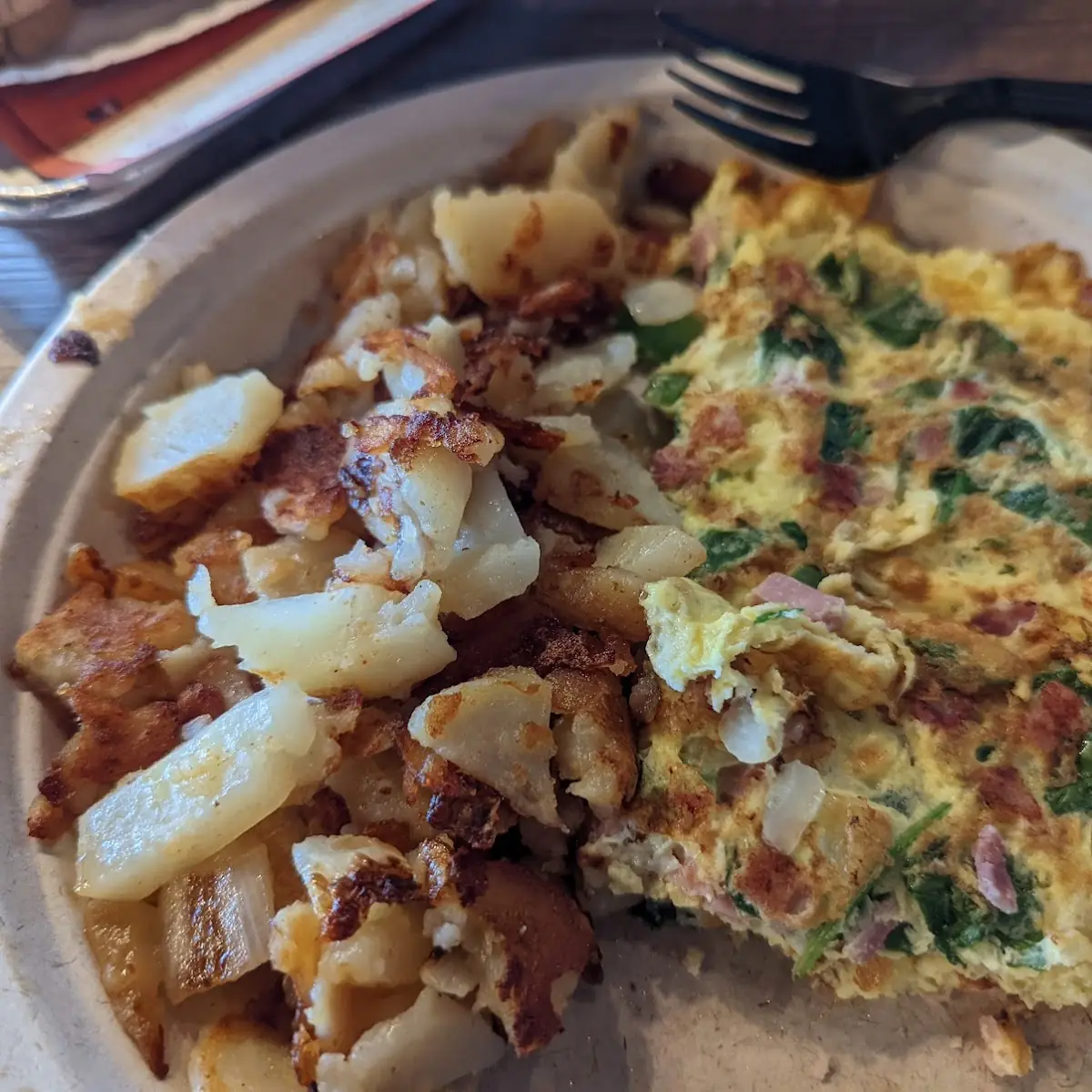 Western Omelette with Spinach and Homefries