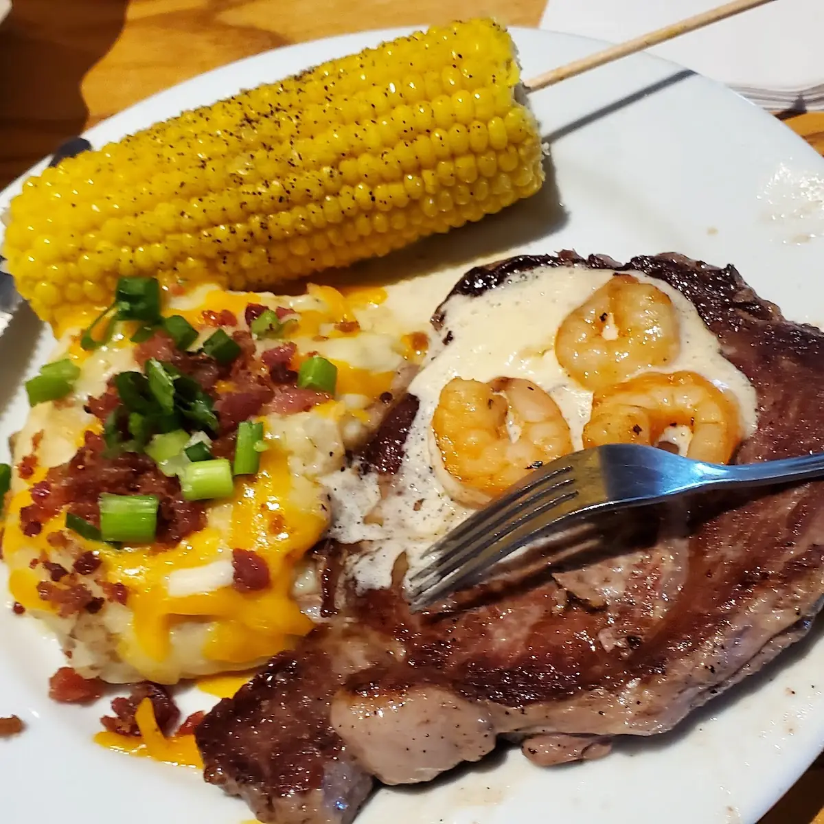 Ribeye with Loaded Mashed Potatoes and Mac and Cheese
