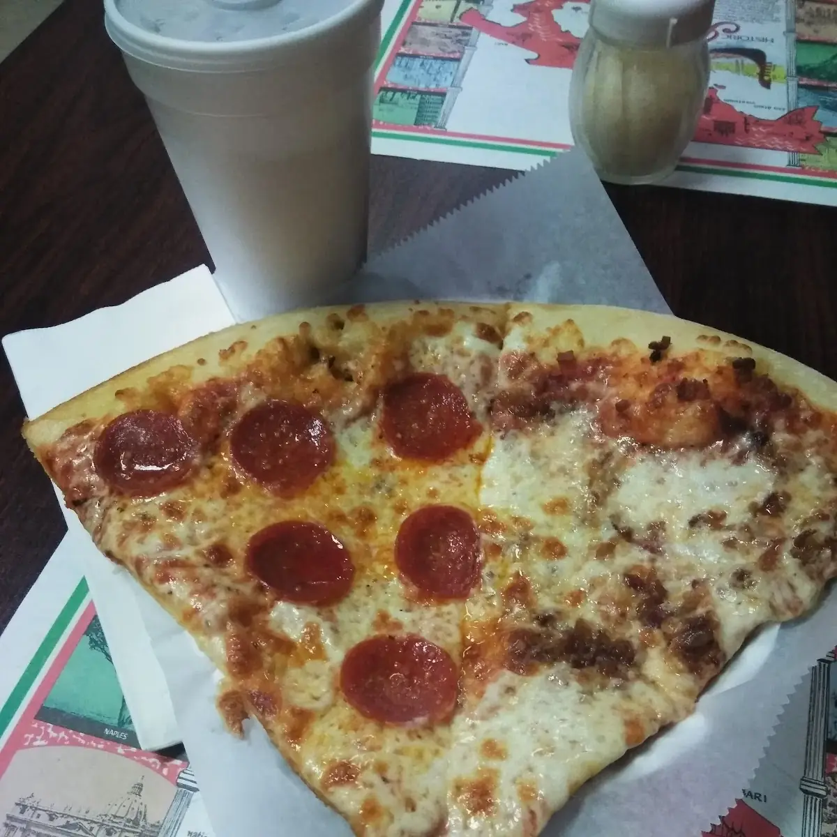Pepperoni Pizza Slice and Bacon Slice