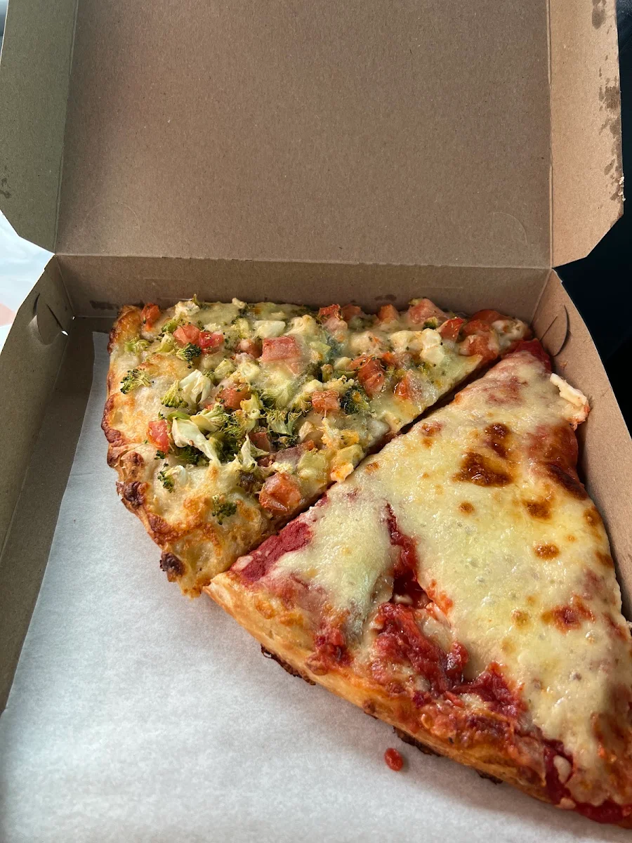 Veggie Pizza and Cheese Pizza Slice
