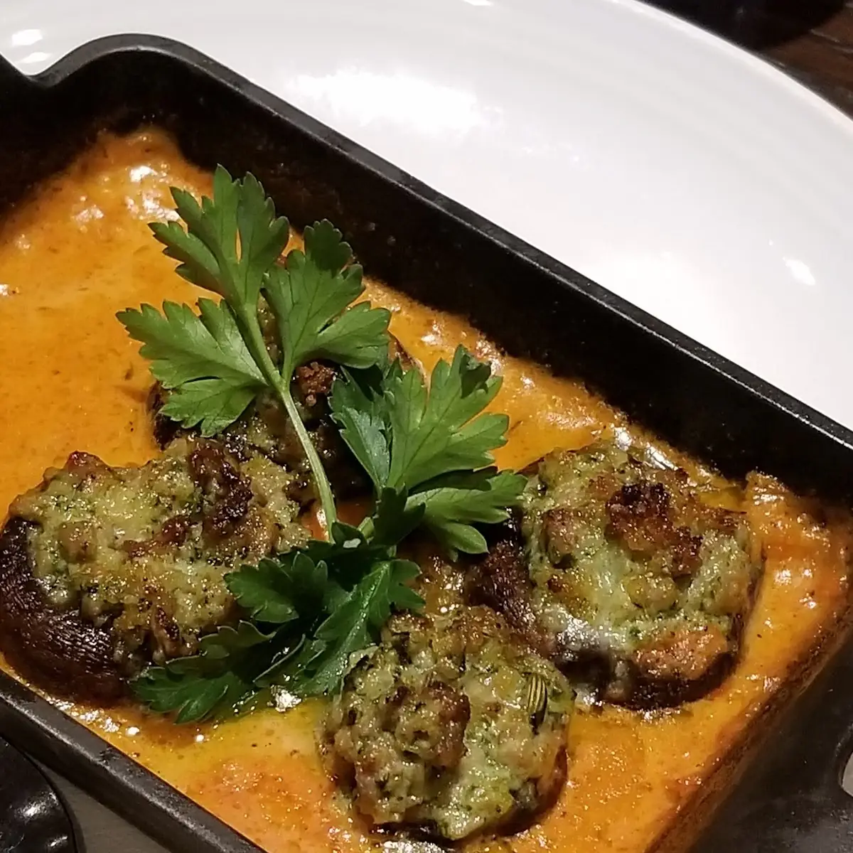 Four-Cheese & Sausage Stuffed Mushrooms