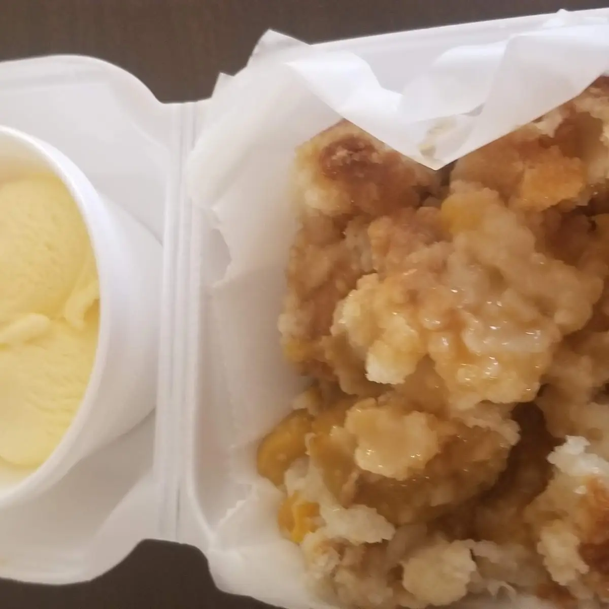 Peach Cobbler and Ice Cream