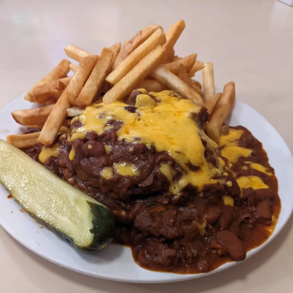 Open Face Chili Burger