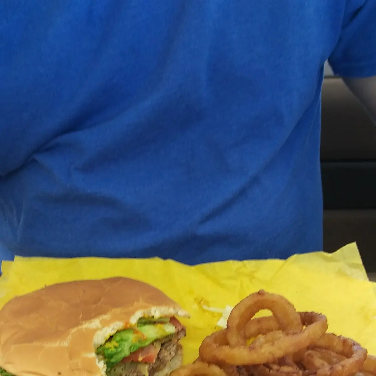Double Meat Cheese Burger with lg Onion Rings