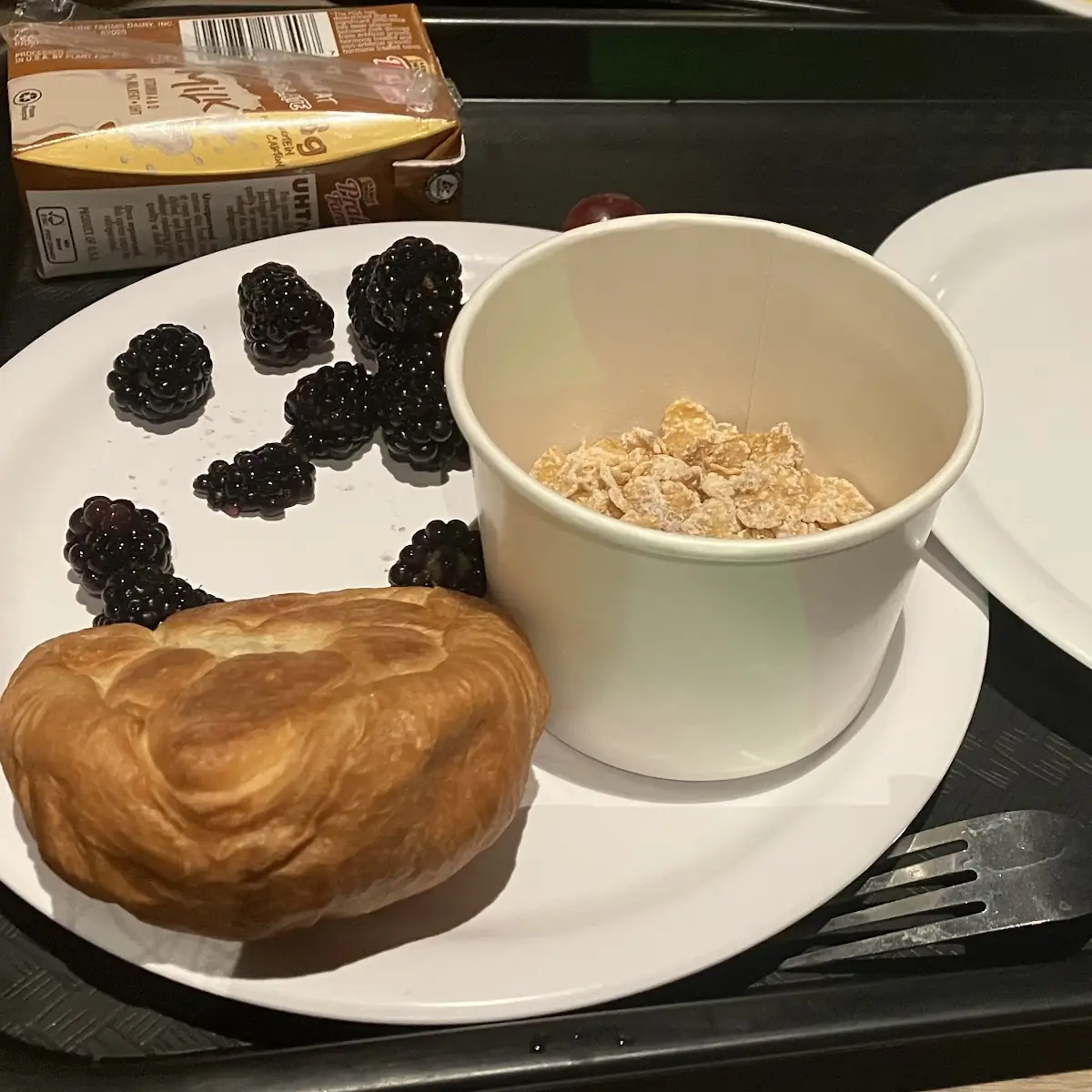 Croissant Blackberries Cinnamon Roll and Cereals