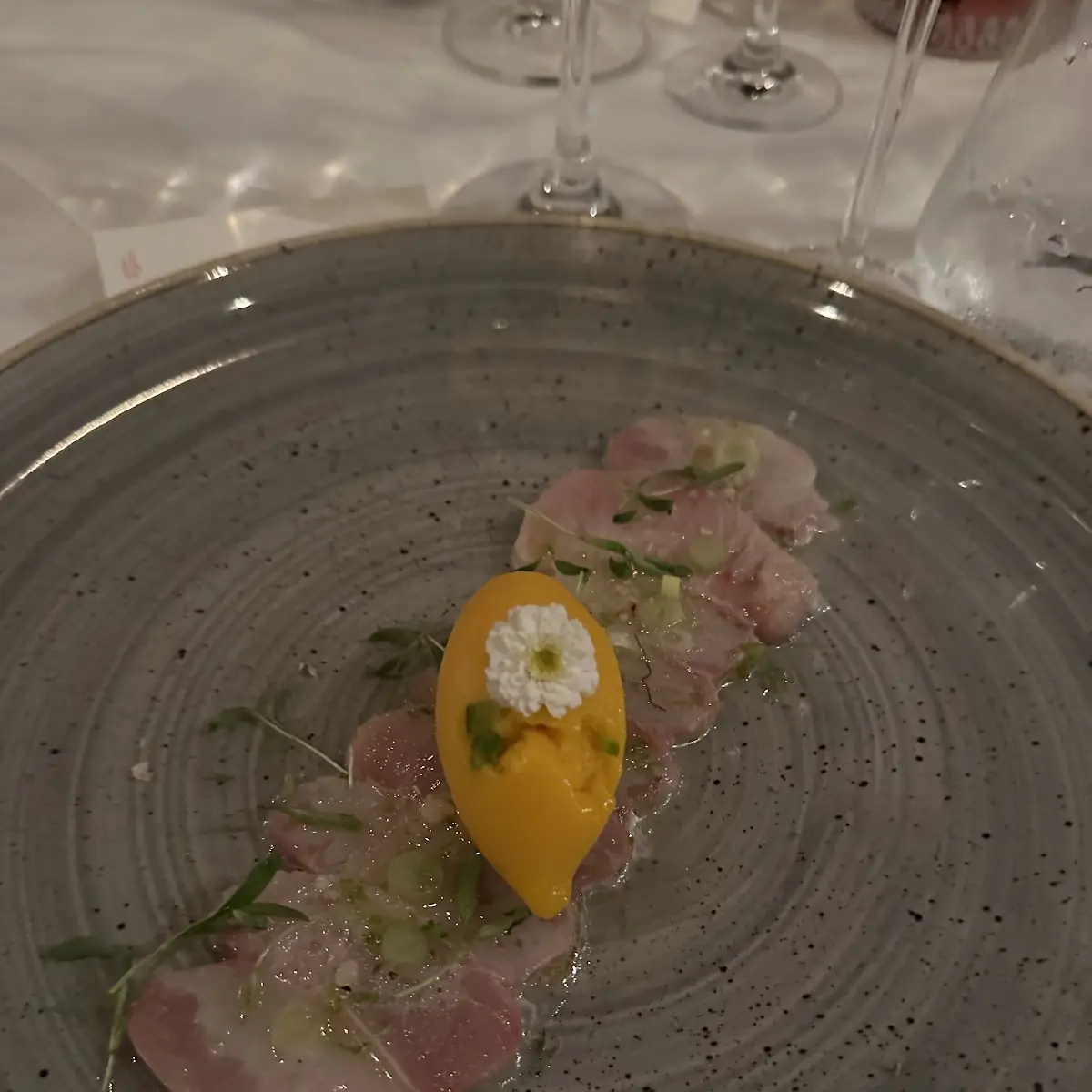 Hamachi Sashimi & Mango Sorbet