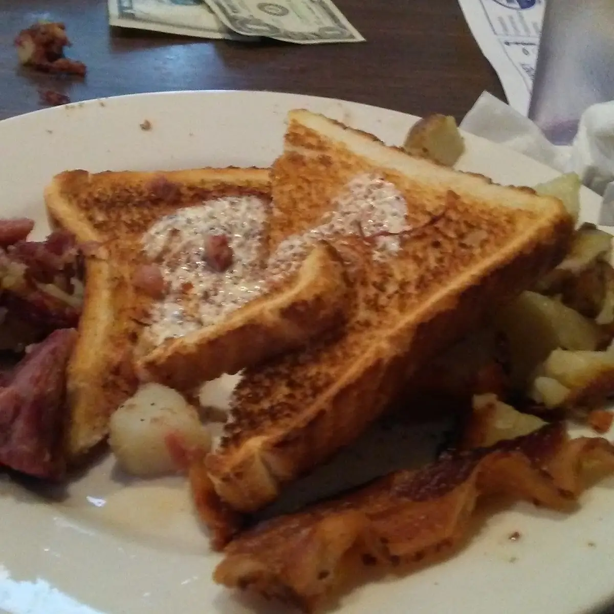 Toast Bacon and Corn Beef Hash