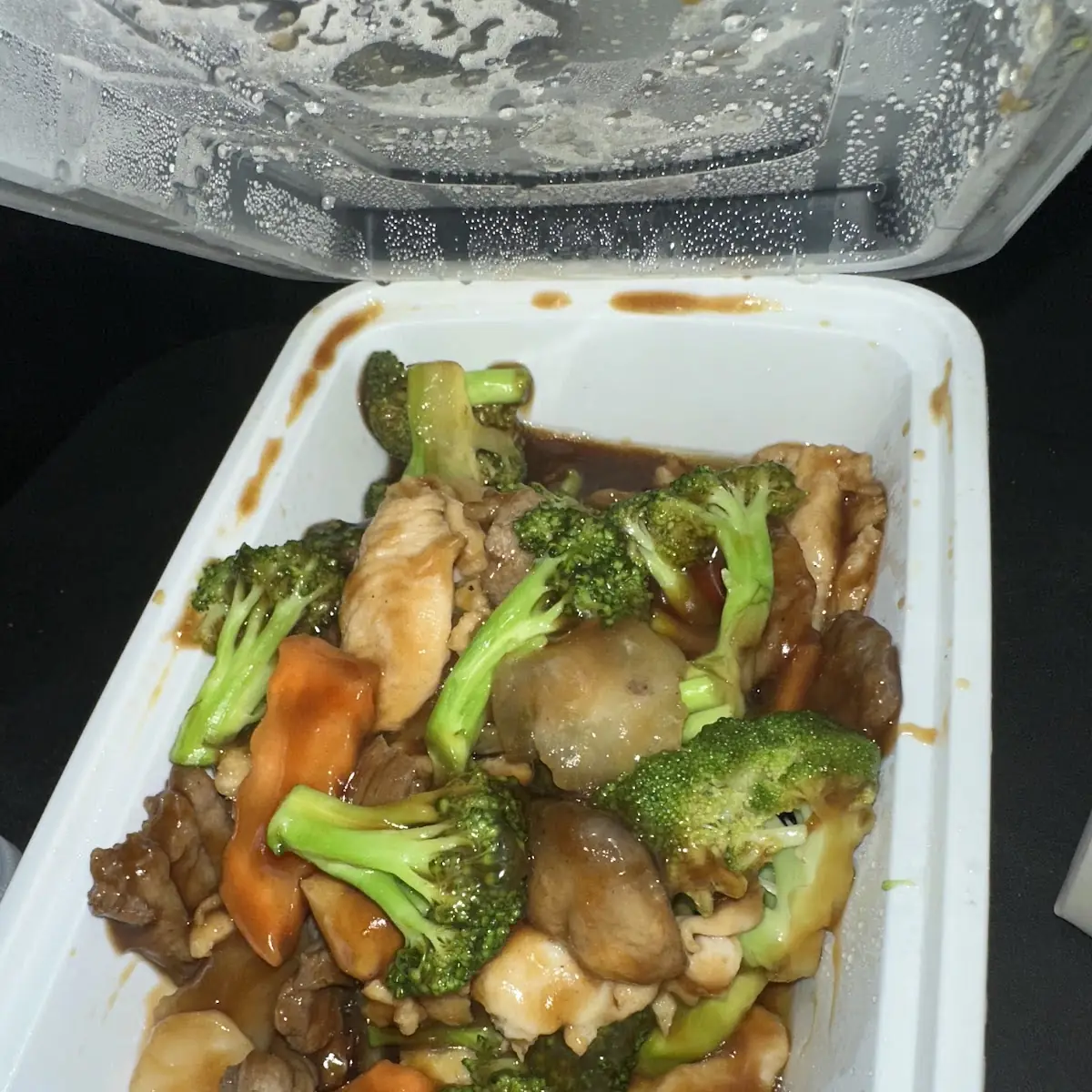 Triple Delight Beef Chicken Shrimp with Mixed Vegetables