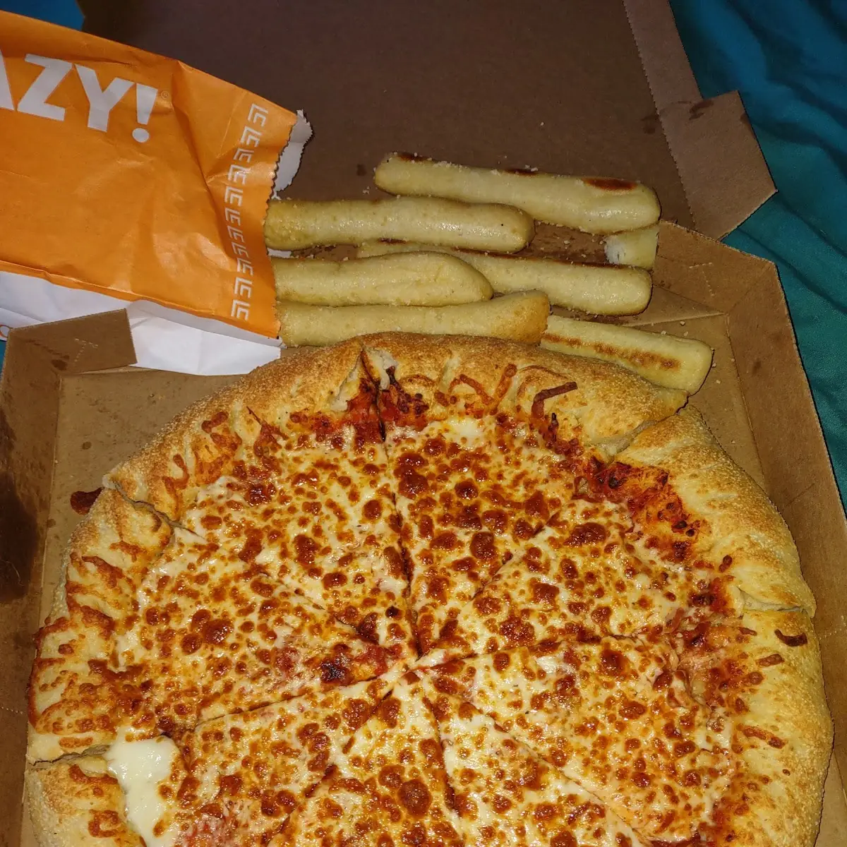 Stuffed Crazy Crust Cheese Pizza and Crazy Bread