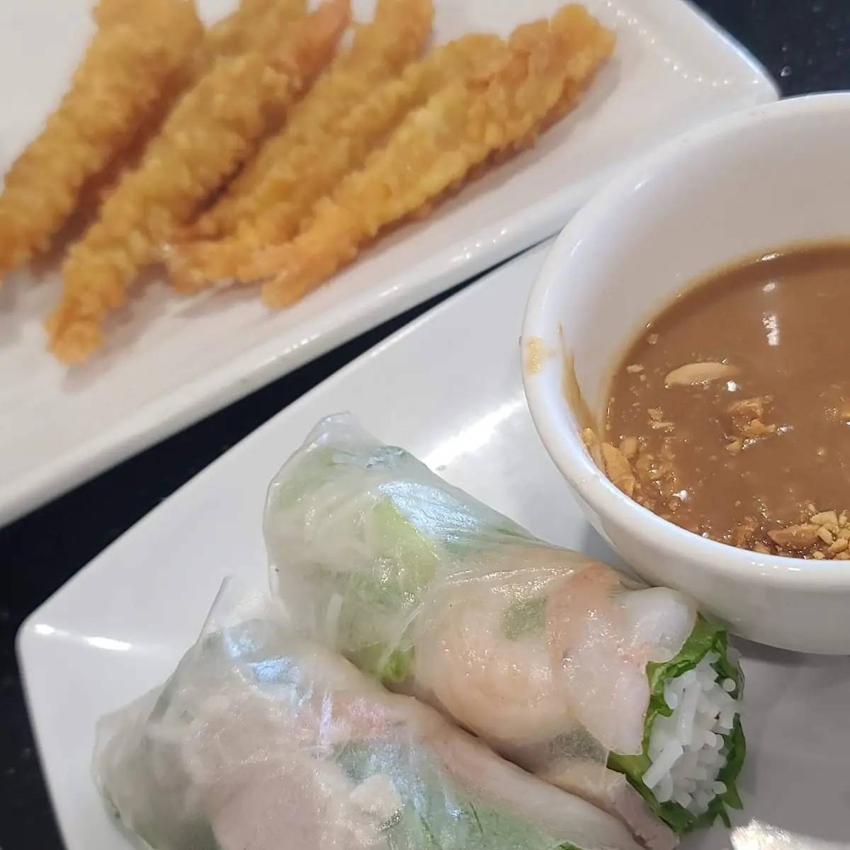 Fried Shrimp and Shrimp and Pork Spring Roll