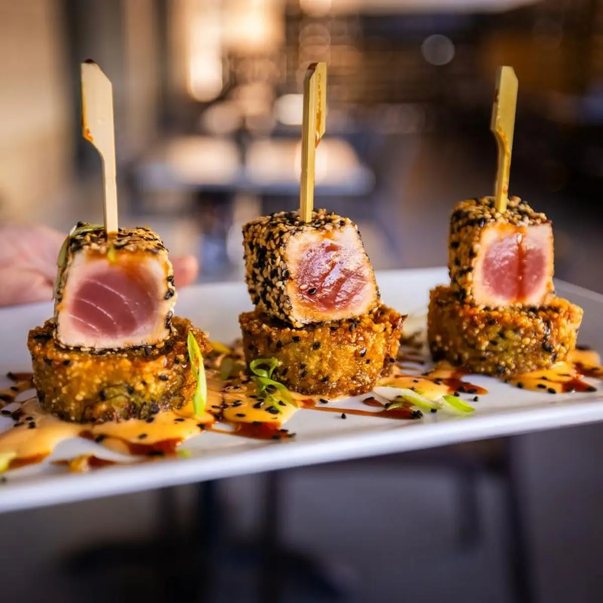 Seared Ahi Tuna & Rice Cakes