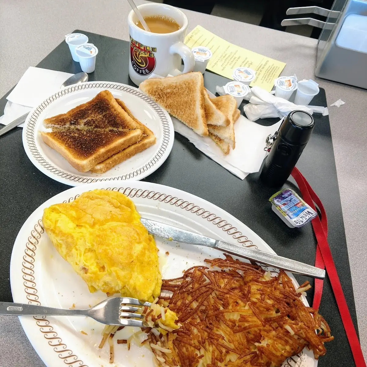 Cheese Omelette Hashbrowns Toast