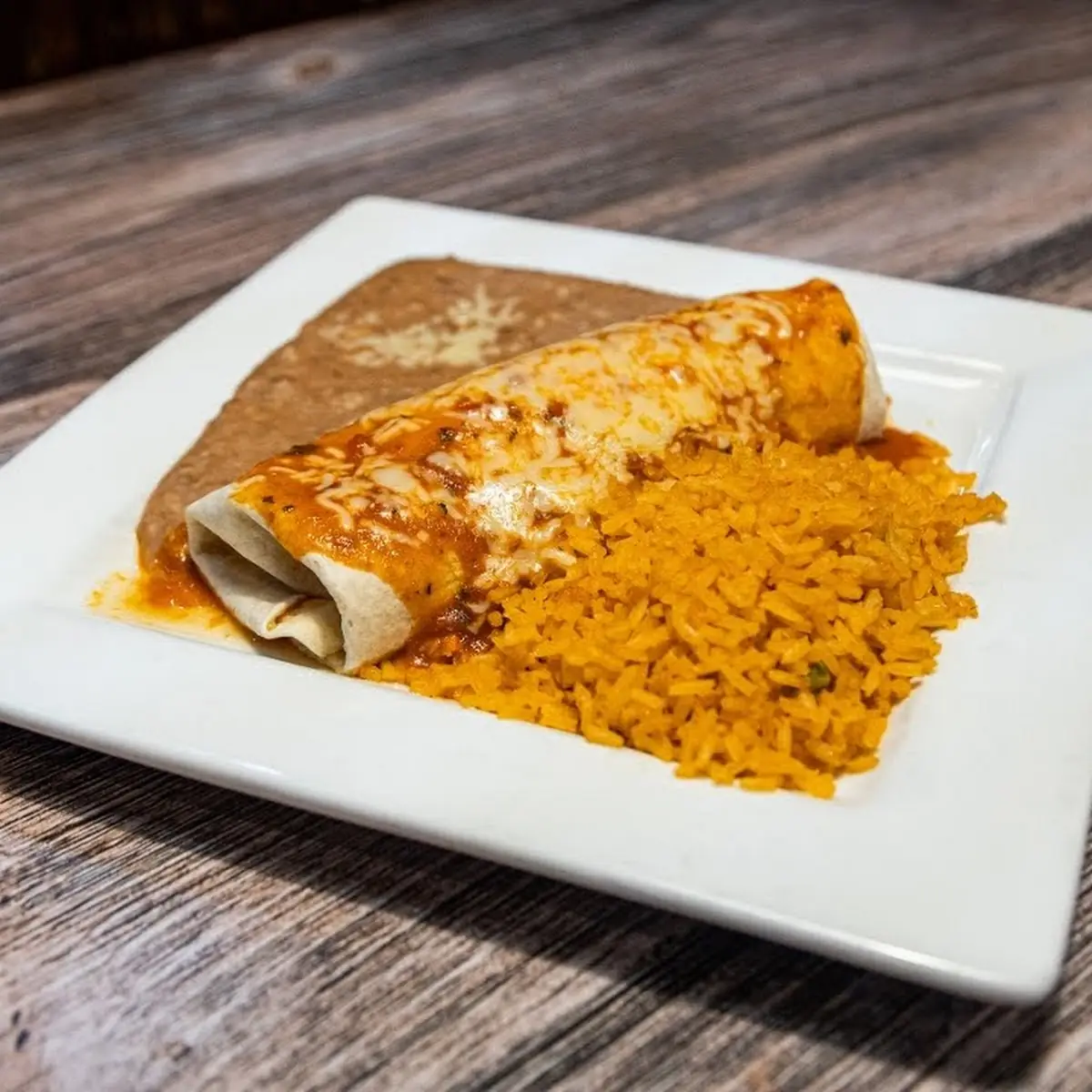 1. Bean Burrito, Quesadilla & Rice
