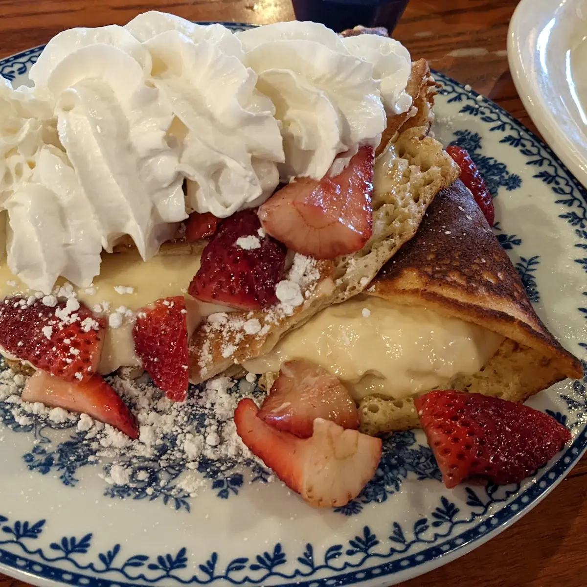 Strawberry Cheesecake Pancakes and Eggs