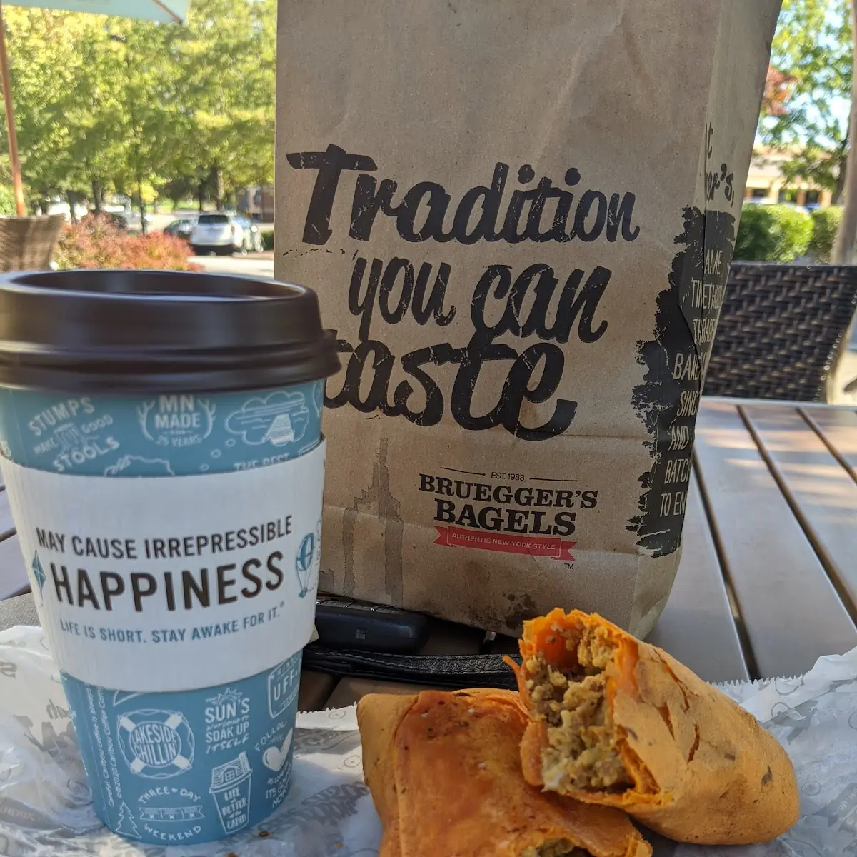 Dark Chocolate Mint Mocha Made with Oat Milk and a Chicken Chorizo Burrito