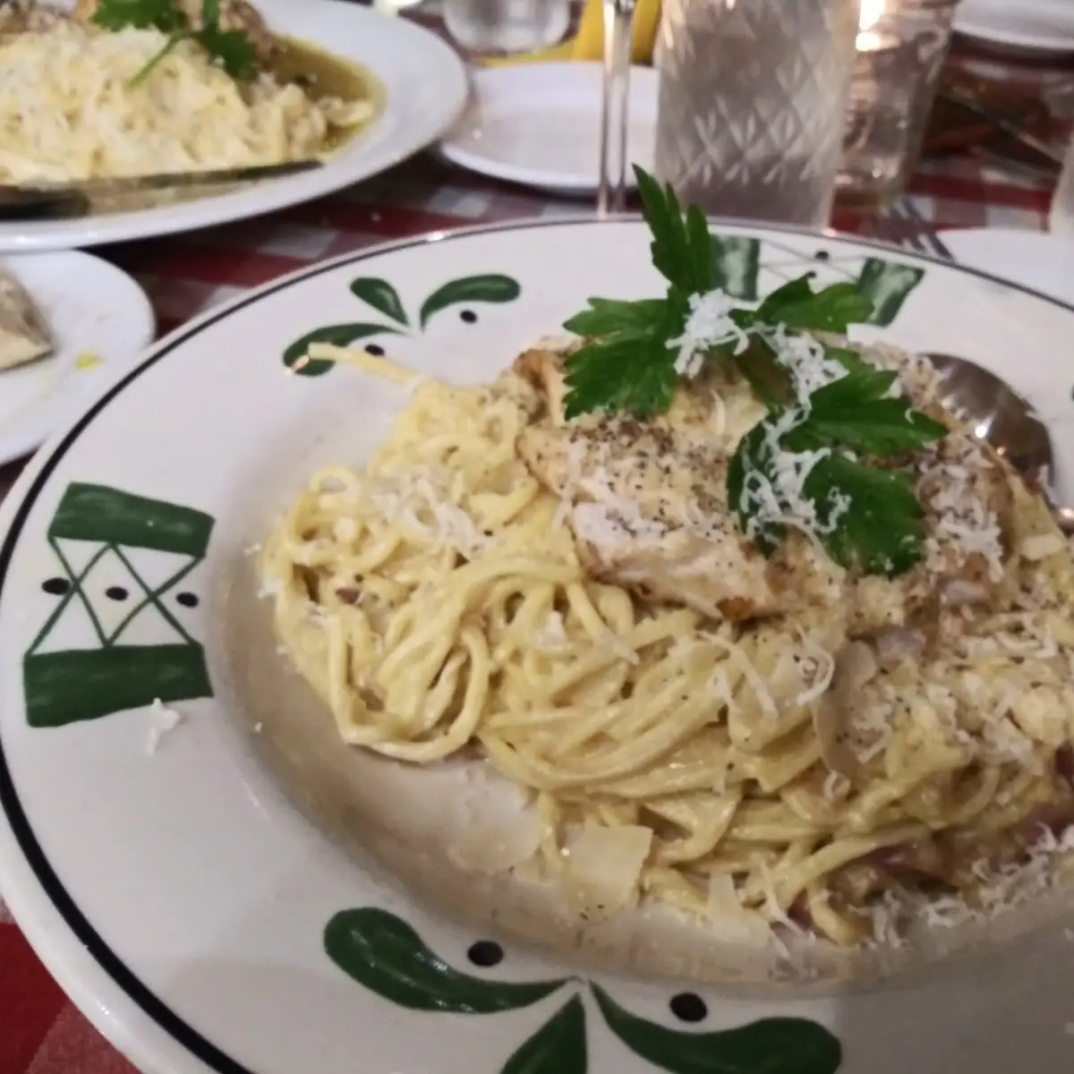 Pesto and Alfredo Linguine Carbonara