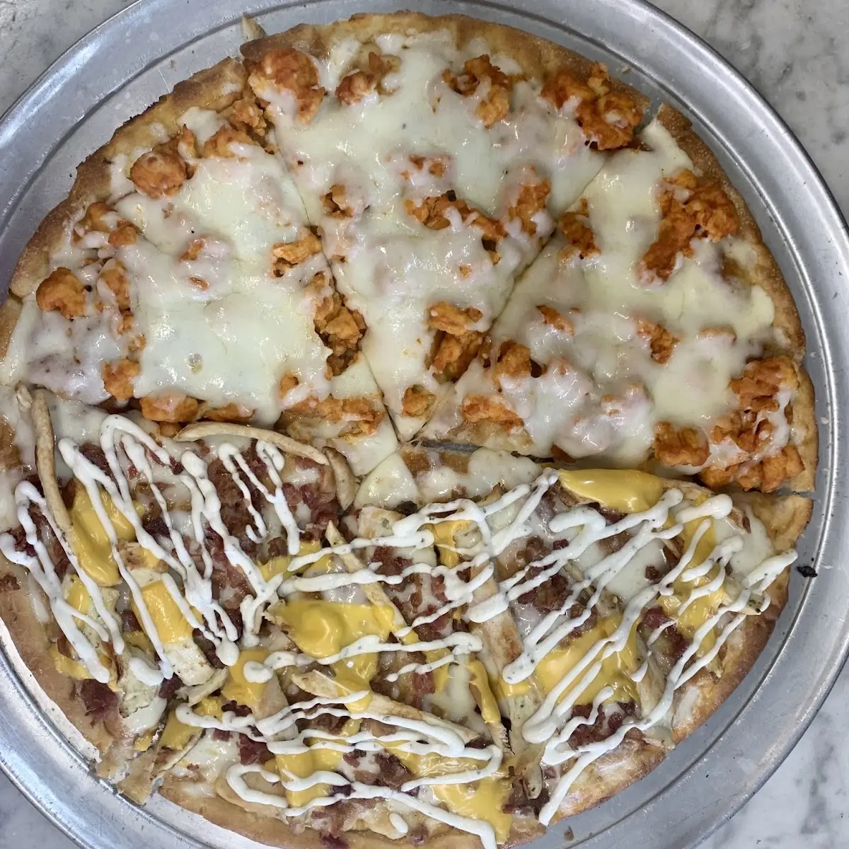 Pan Pizza 1 2 Buffalo 1 2 Bacon and Ranch