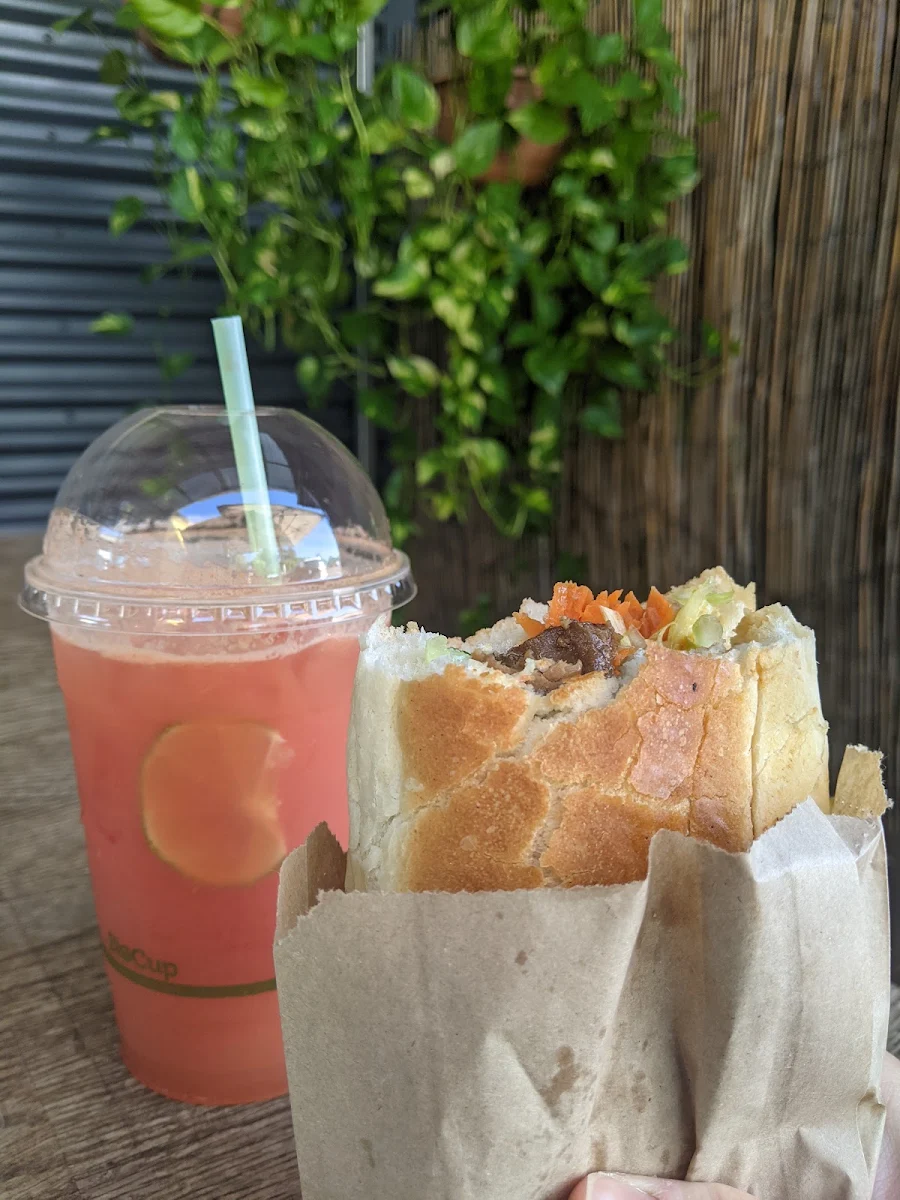 Pork Banh MI Anh Juice, P and P Coffee