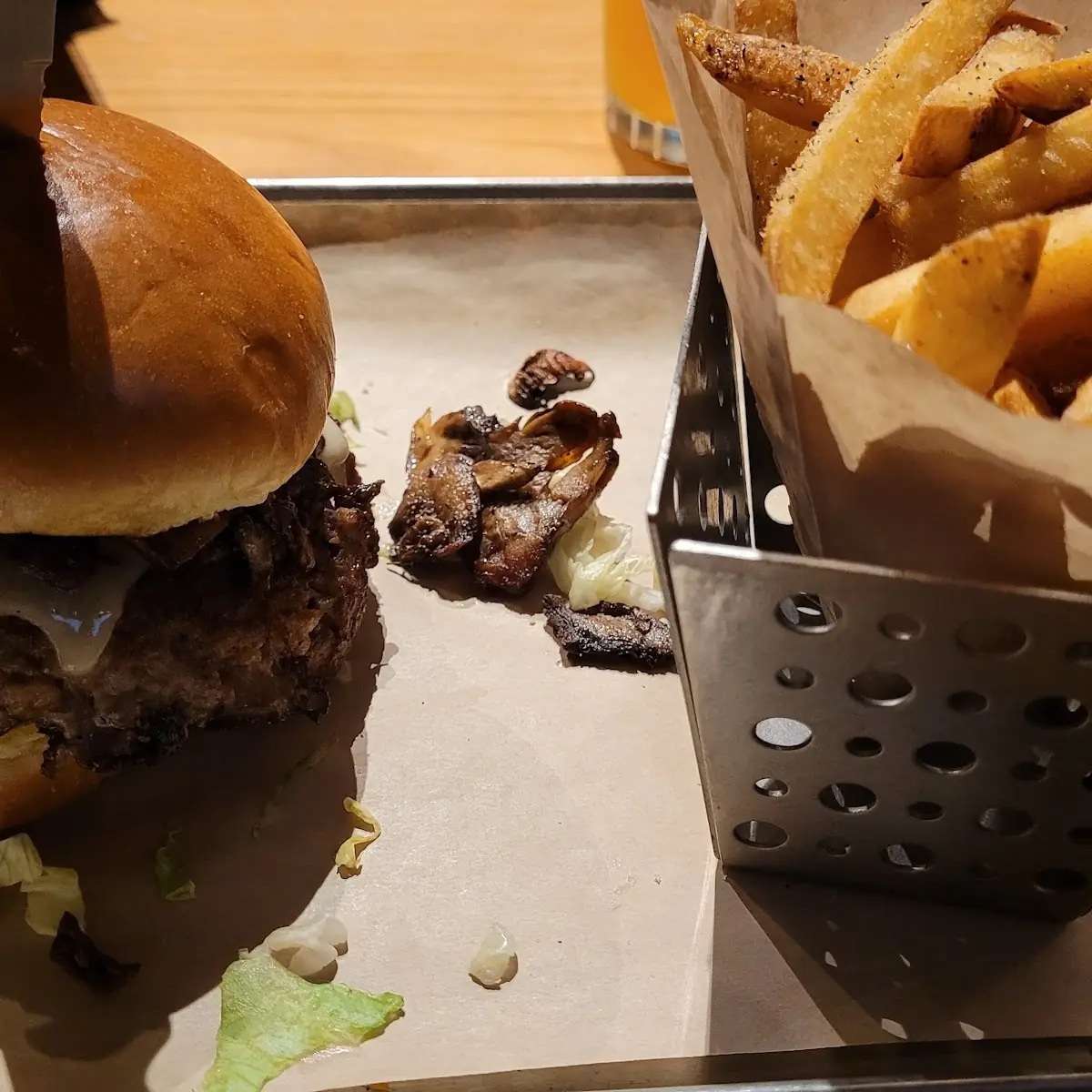 Mushroom Burger and Fries