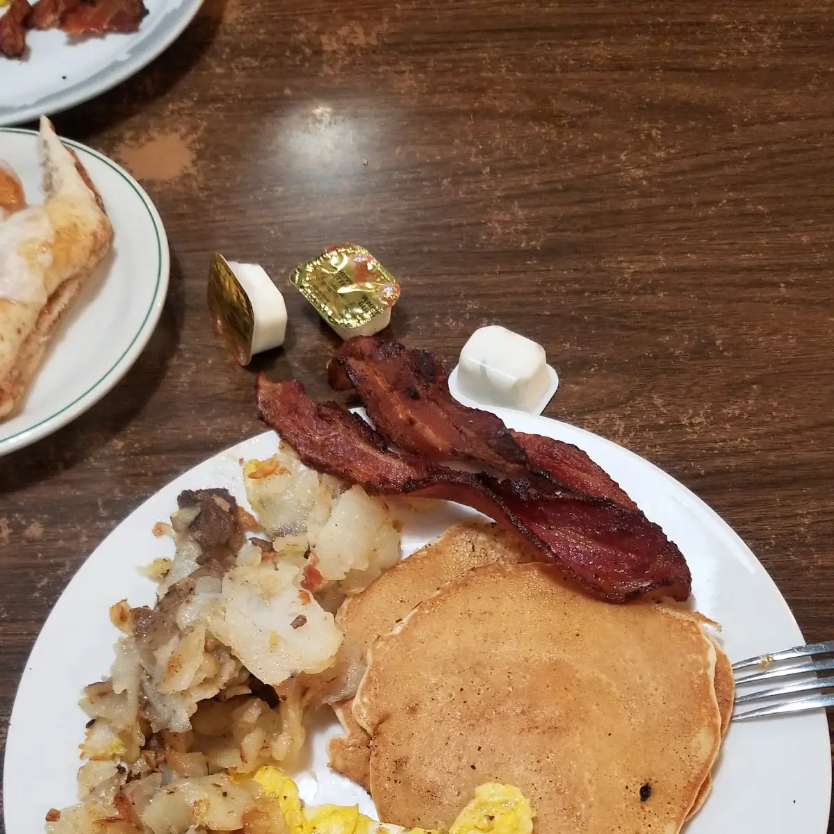 Eggs Bacon Home Fries & 2 Pancake