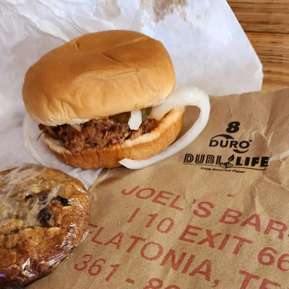 Chopped Beef Sandwich and Oatmeal Cookie