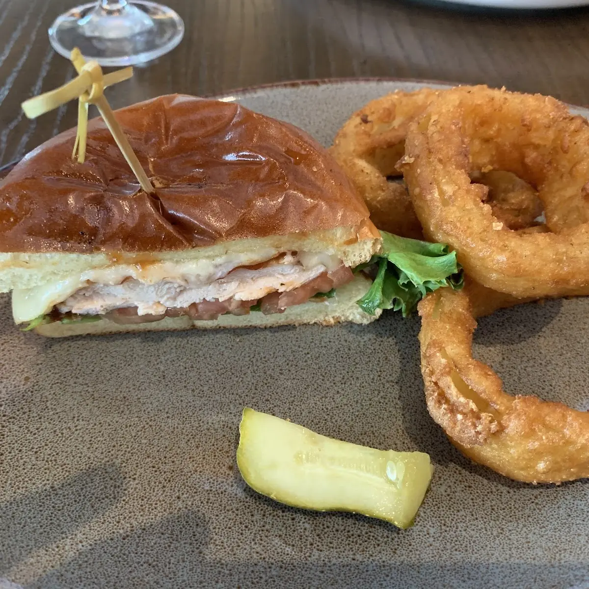 Chicken Sandwich and Onion Rings
