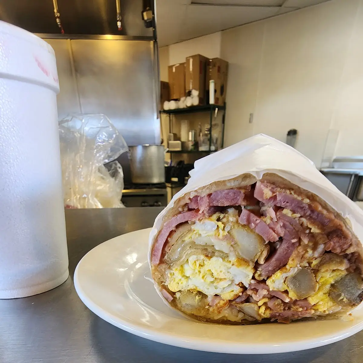 Ham Egg and Cheese Burrito
