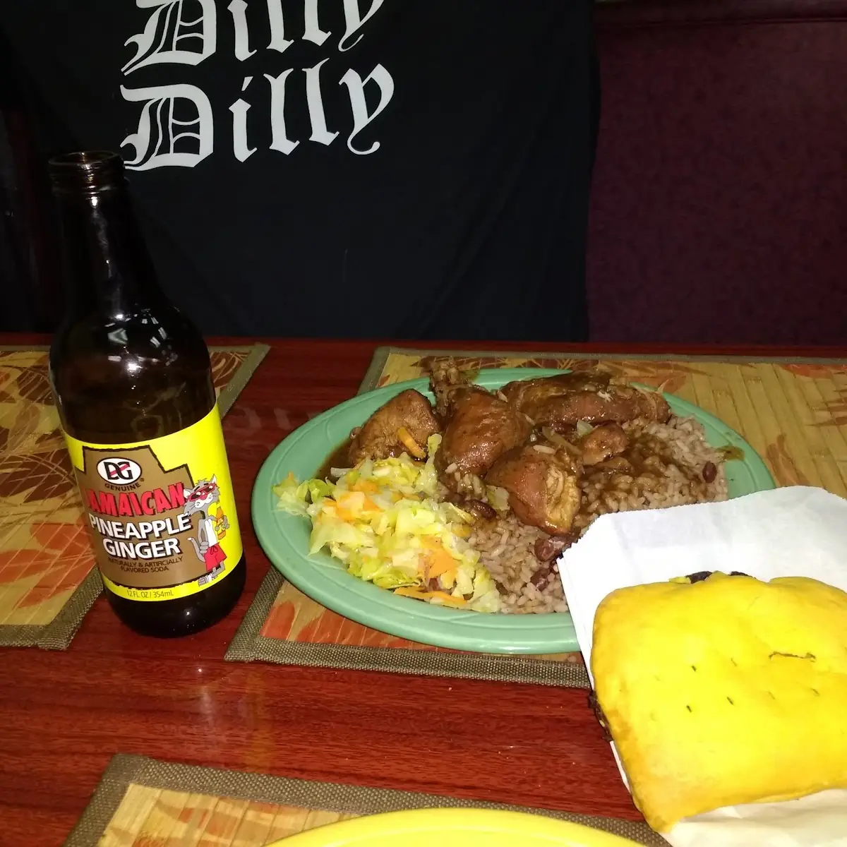 Brown Stew Chicken Rice and Peas