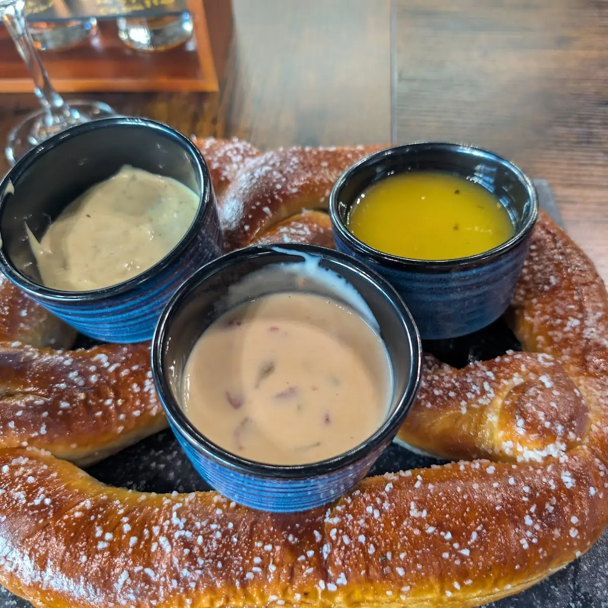 Salted Pretzel with Dipping Sauces