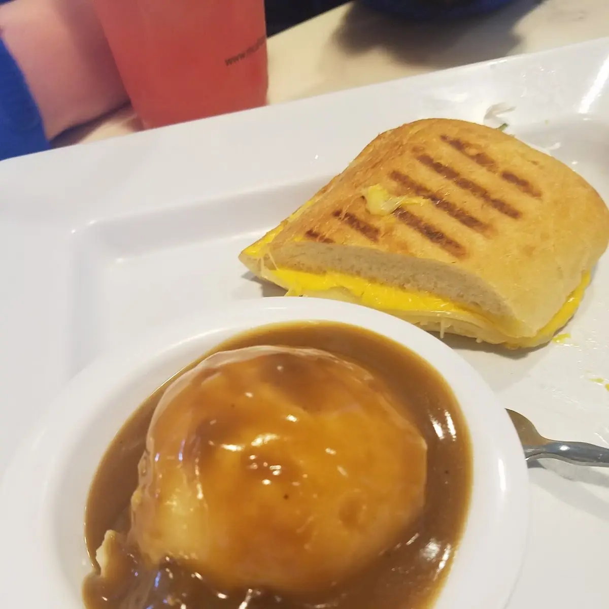 Panini and Mashed Potatoes and Gravy