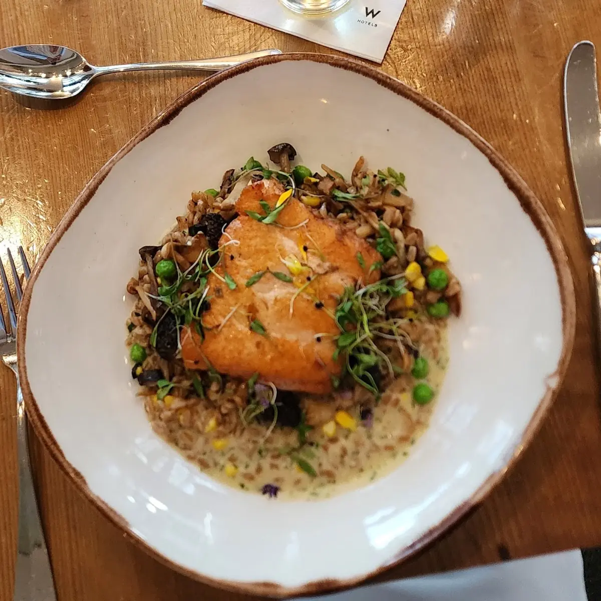 Wild Mushroom Risotto with Salmon
