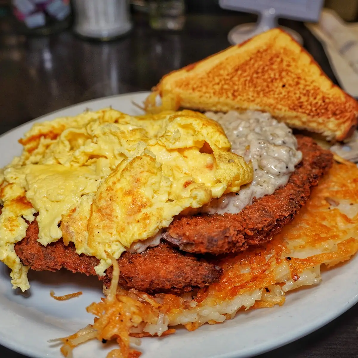 Extra Large Eggs Any Style Toast and Hash Browns