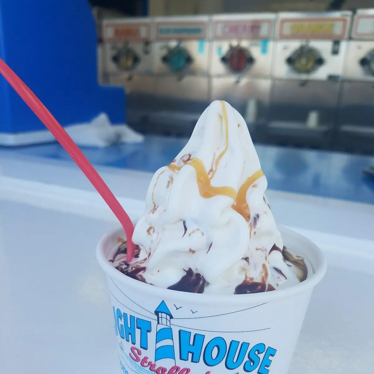 Soft Serve Vanilla with Lemon & Cherry Italian Ice