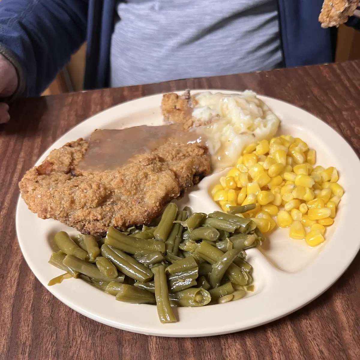 Chicken Fried Steak String Beens & Corn