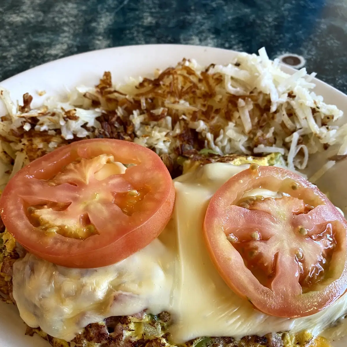 Combo Omelette with Hash Browns