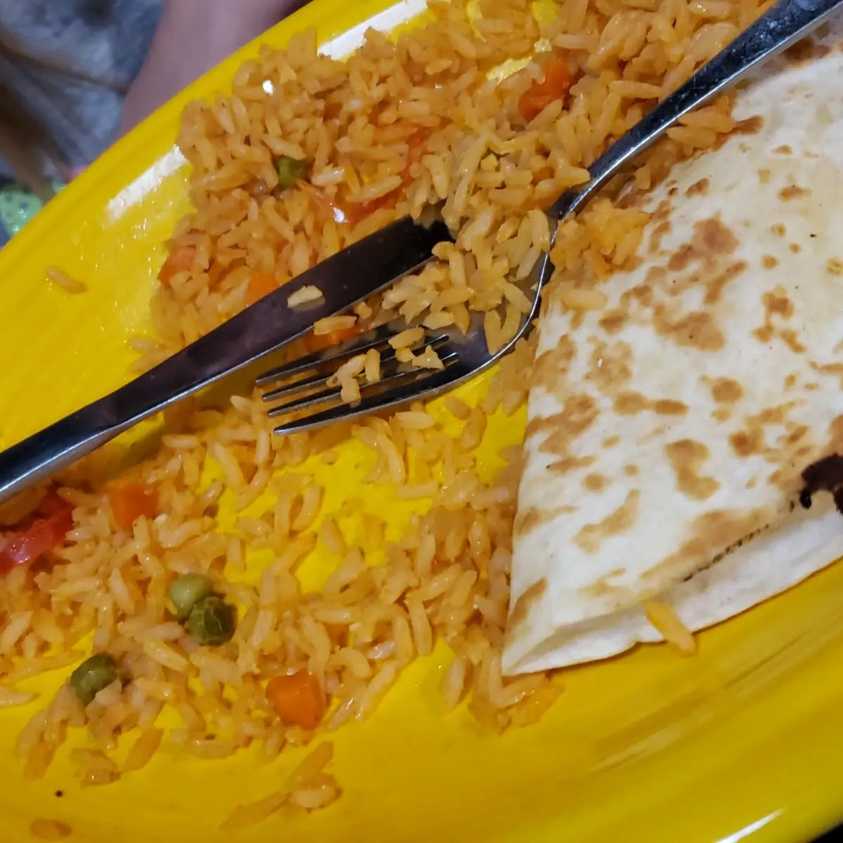 Quesadilla and Rice