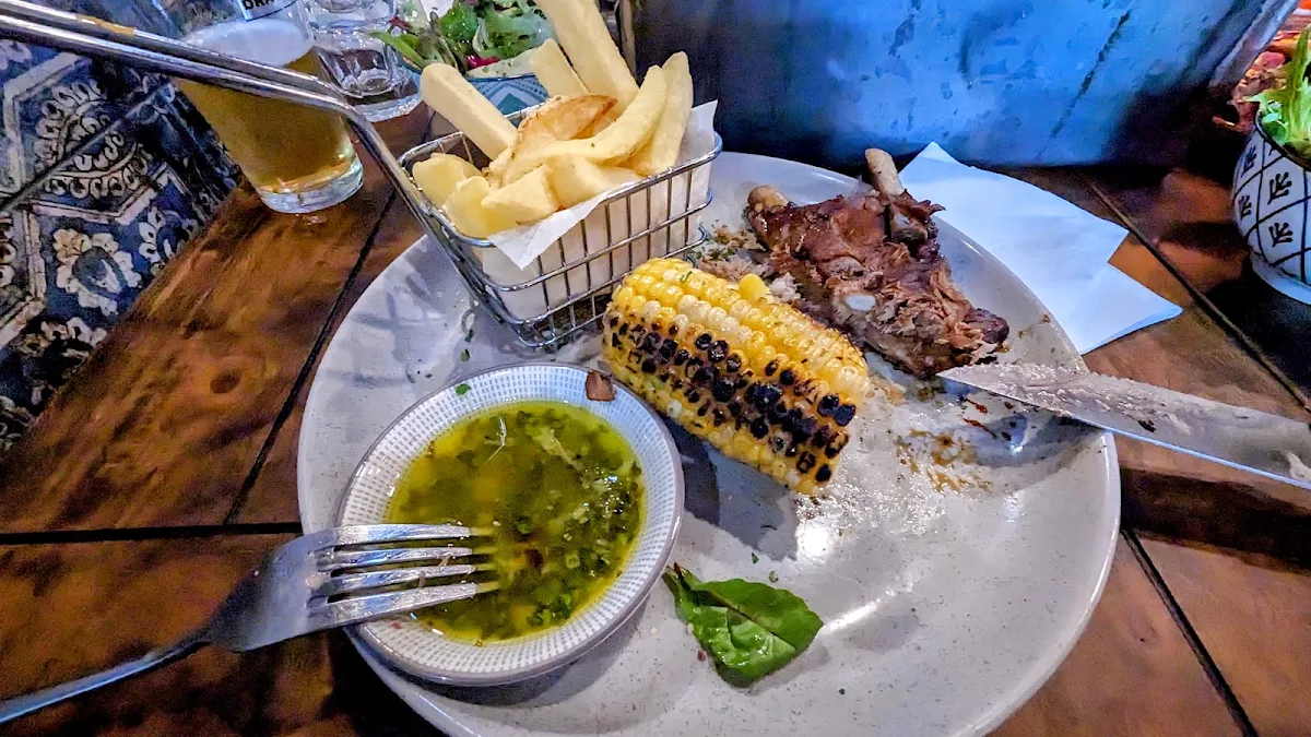 Corn on the Cob & Patatas Fritas & Chimichurri Sauce