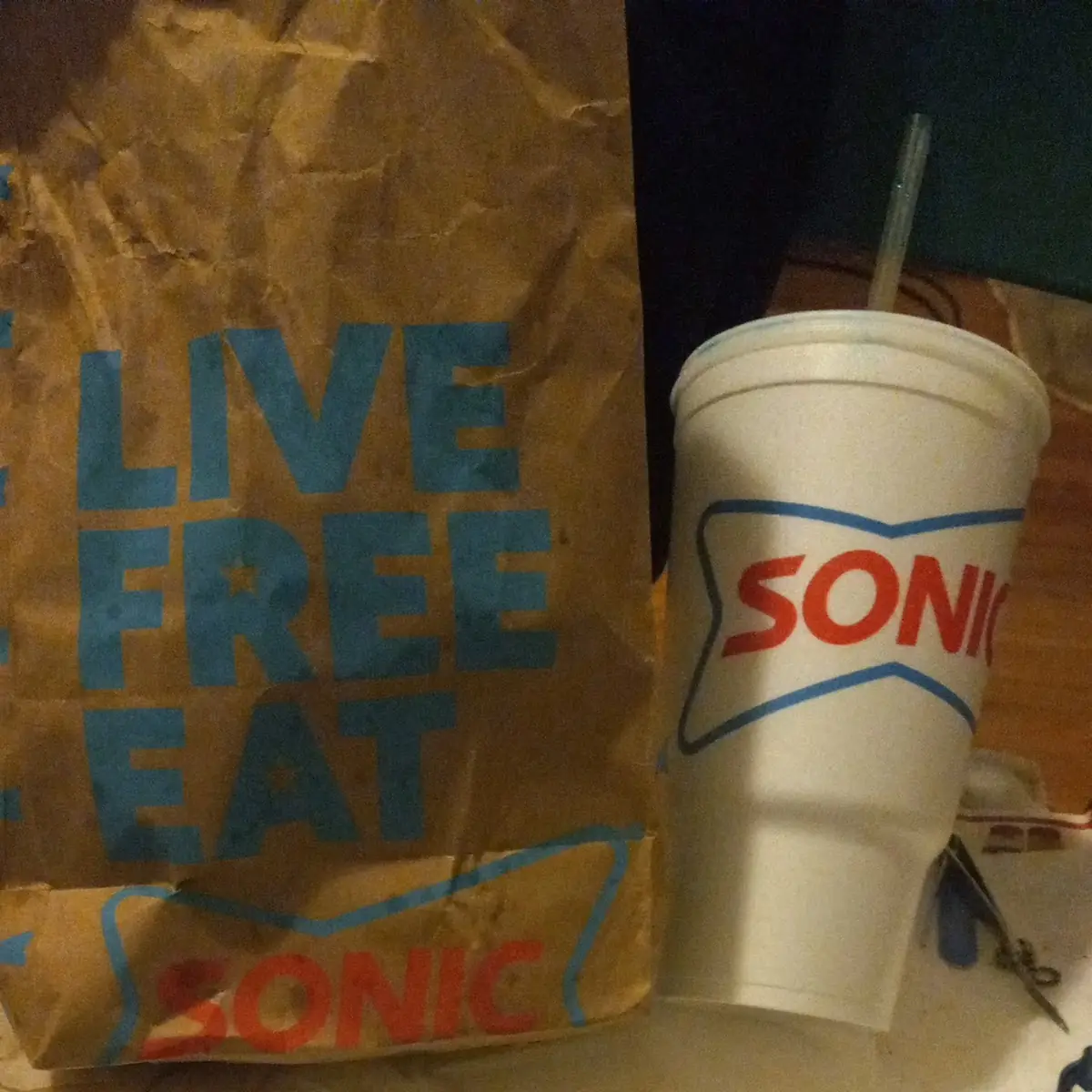 Cheese Burger with Bacon and Ocean Blue Drink