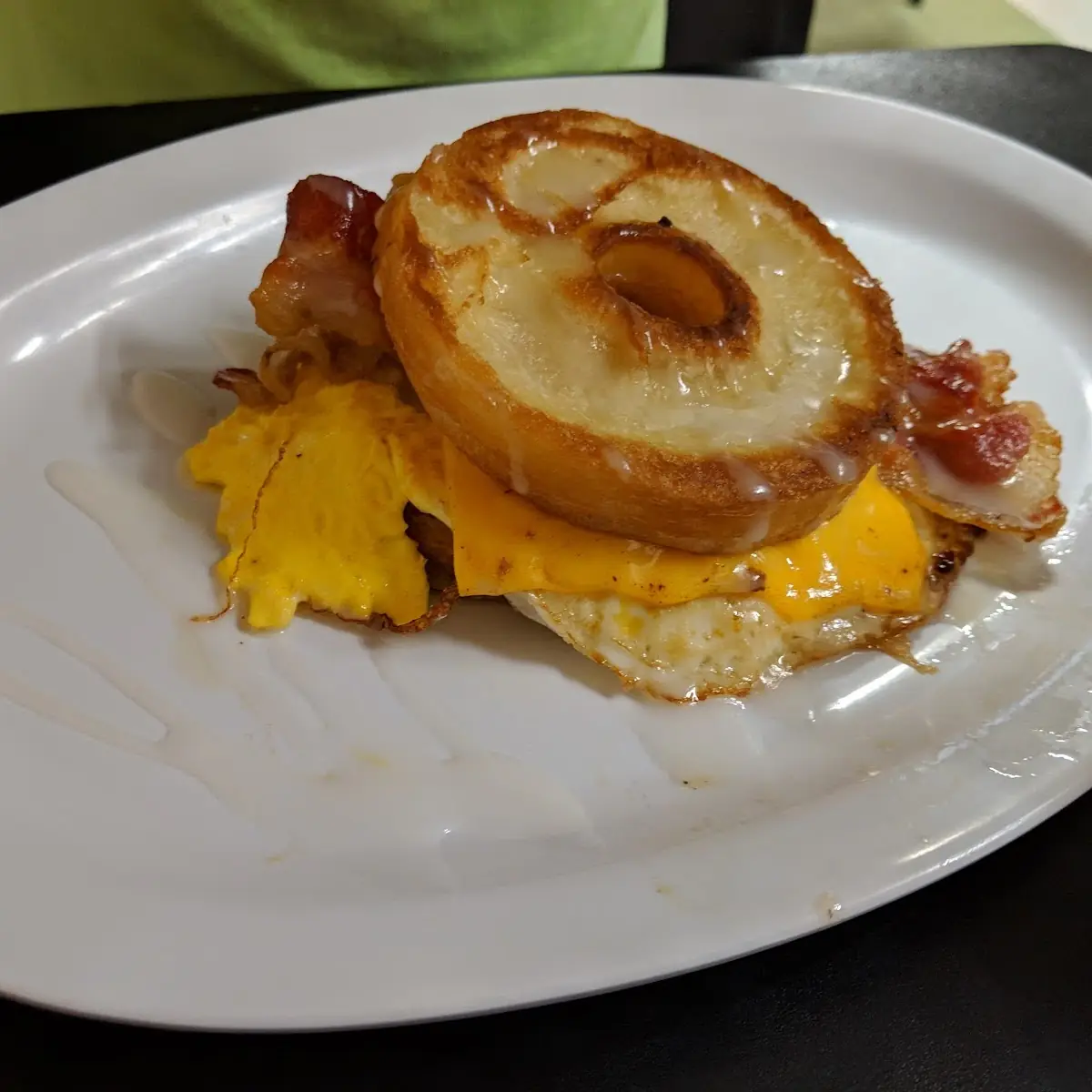 Bacon Breakfast Sandwich on a Donut