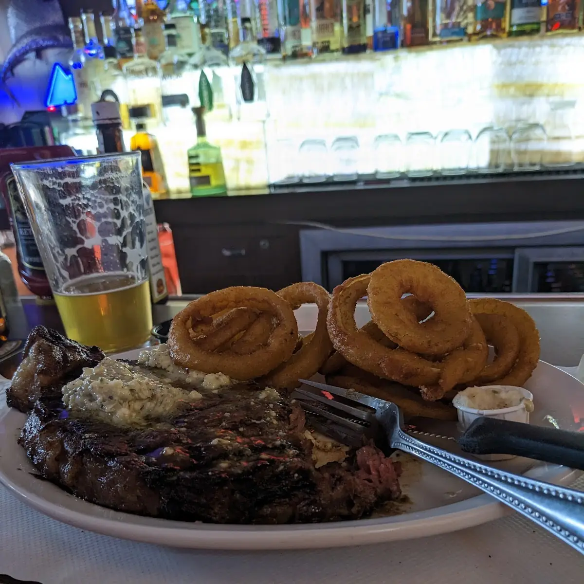Rib Eye Steak & Onion Rings