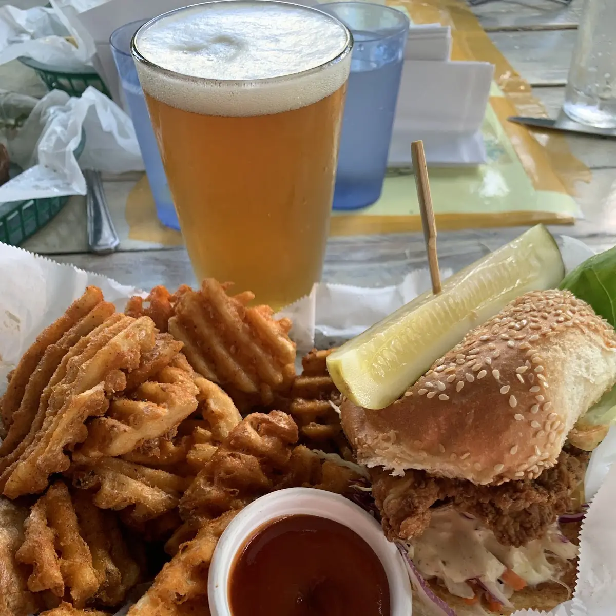 Fried Chicken Sandwich and Waffle Fries