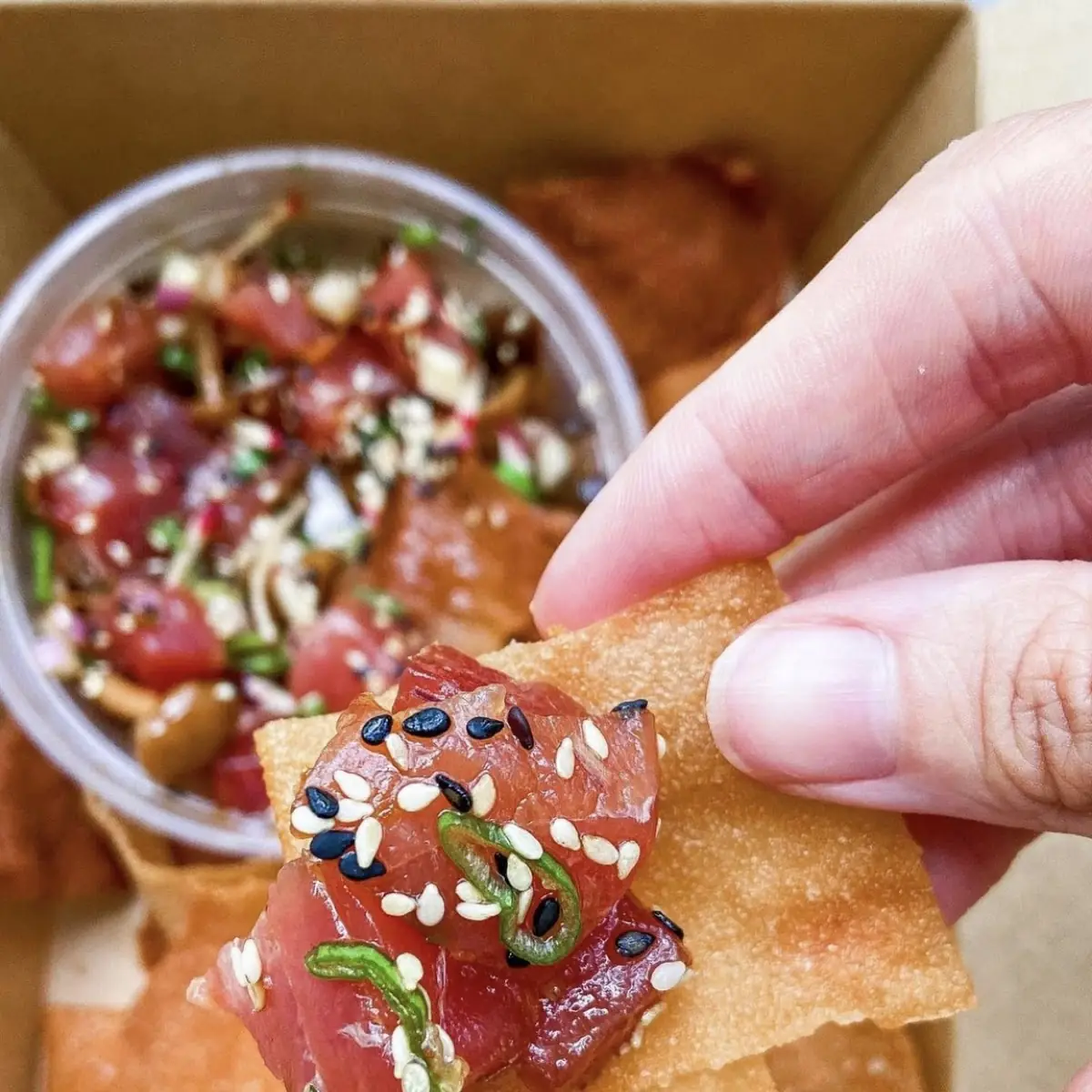 Tuna Poke on Wontons