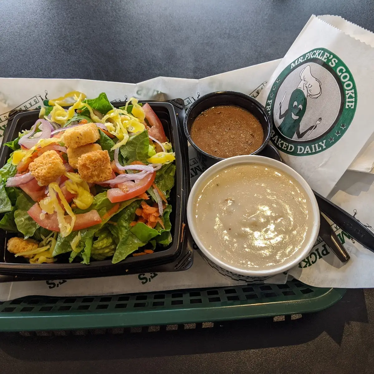Chicken Caesar Salad and Clam Chowder