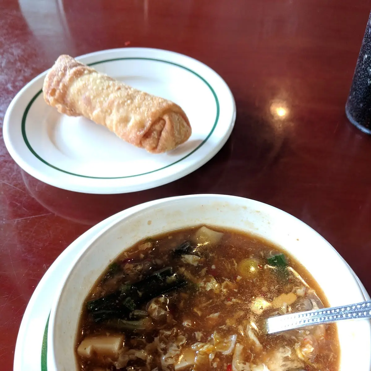 Hot and Sour Soup with Shrimp Roll