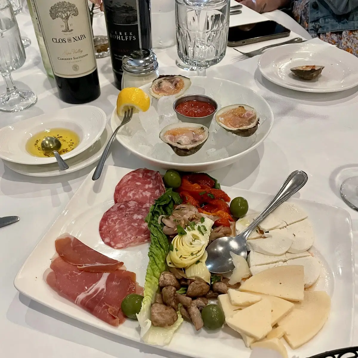 Cold Antipasto and Clams on the Half Shell