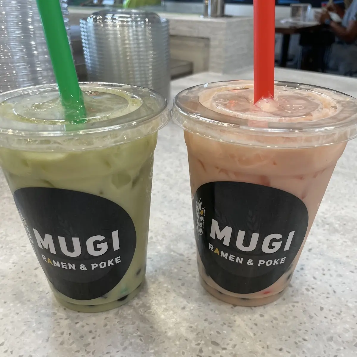 Matcha and Strawberry Boba