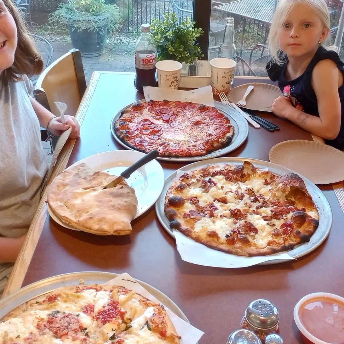 Ziti Pizza Mashed Potatoes and Bacon Half Cheese Half Pepperoni and a Calzone