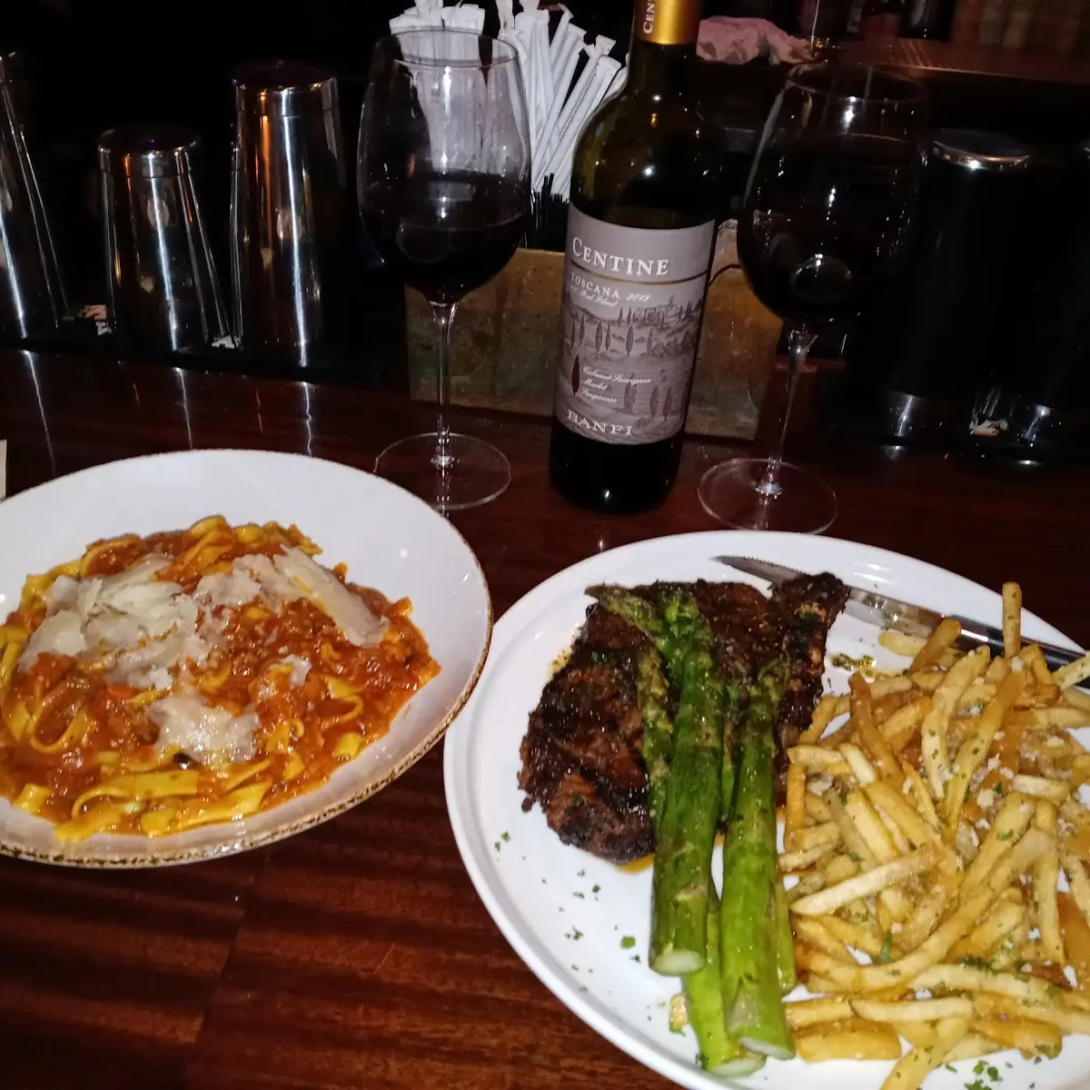 Bolognese Pasta and Ribeye